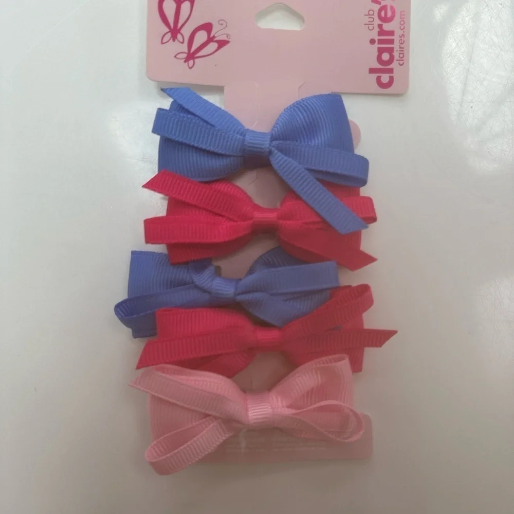 Claire's Club Preppy Hair Bow Clips - 6 Pack